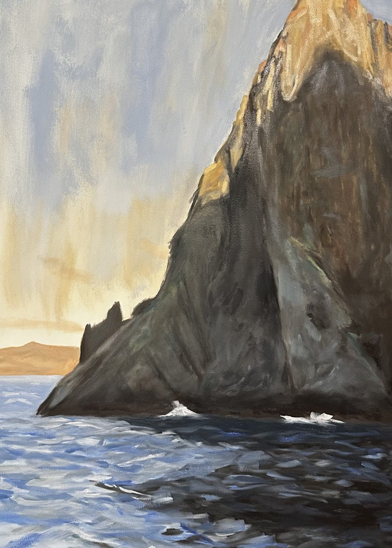 Mountain on the Sea, an oil painting on paper